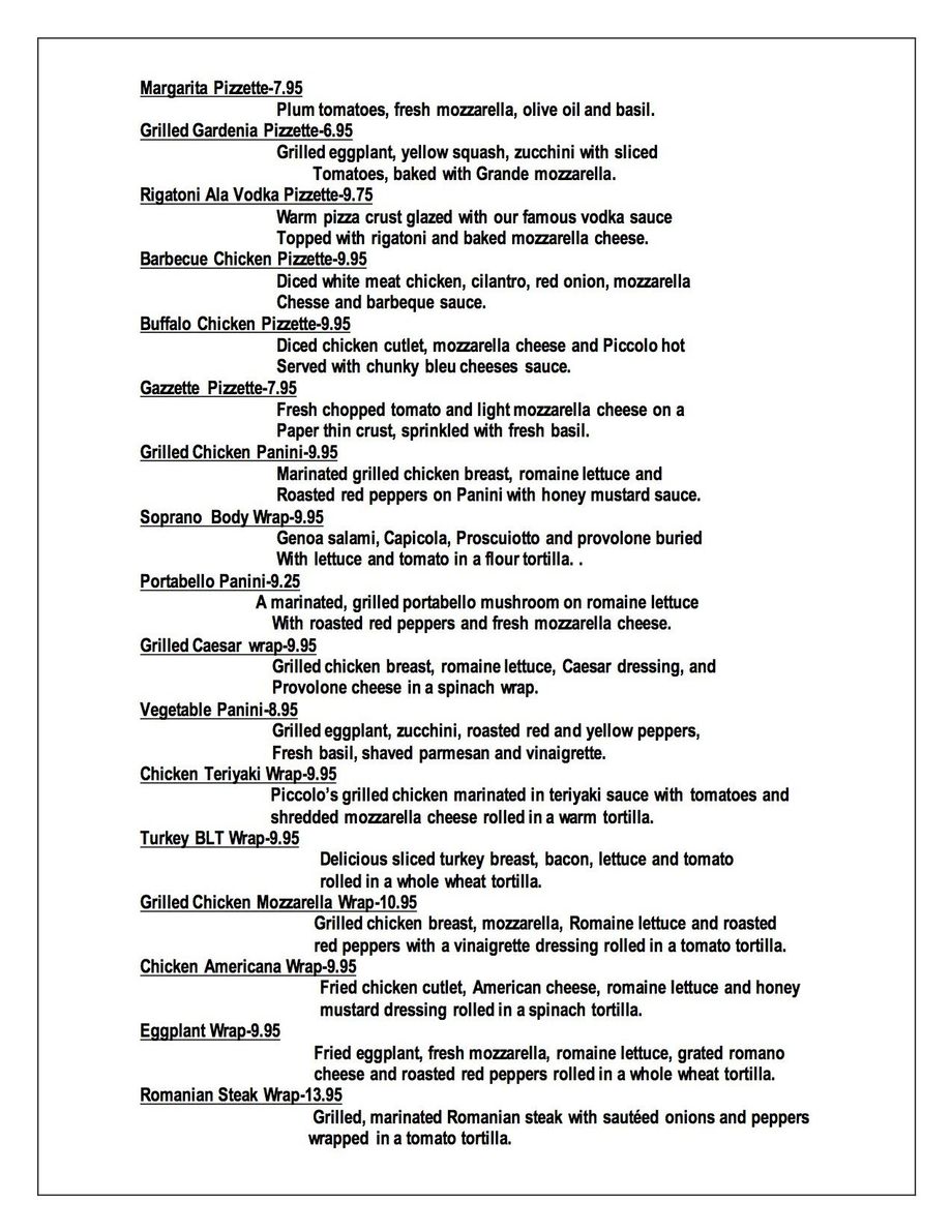 Lunch Piccolo Ristorante Bellmore, NY